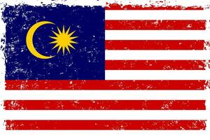 malaysia flagga grunge bedrövad stil vektor