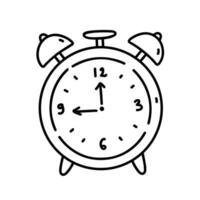 Alarm Uhr isoliert auf Weiß Hintergrund. Vektor handgemalt Illustration im Gekritzel Stil. perfekt zum Logo, Dekorationen, verschiedene Entwürfe.