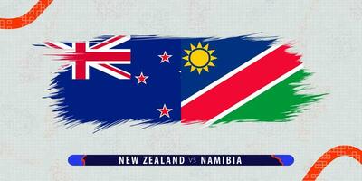 Neu Neuseeland vs. Namibia, International Rugby Spiel Illustration im Pinselstrich Stil. abstrakt grungy Symbol zum Rugby passen. vektor