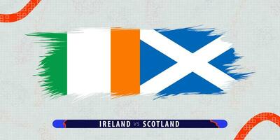 Irland vs. Schottland, International Rugby Spiel Illustration im Pinselstrich Stil. abstrakt grungy Symbol zum Rugby passen. vektor