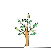 träd växt klotter översikt vektor skog miljö. kontinuerlig ett linje träd växt för eko, natur, trädgård logotyp design. ekologi grön begrepp, bakgrund. vektor illustration