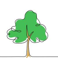träd växt klotter översikt vektor skog miljö. kontinuerlig ett linje träd växt för eko, natur, trädgård logotyp design. ekologi grön begrepp, bakgrund. vektor illustration