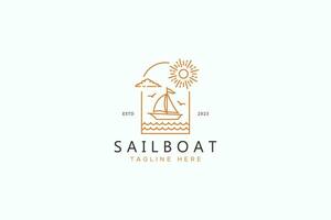 segelbåt logotyp sommar Semester sport rekreation hav strand hav företag äventyr vektor