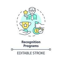 2d editierbar Anerkennung Programme dünn Linie Symbol Konzept, isoliert Vektor, Mehrfarbig Illustration Darstellen Unruhestand. vektor