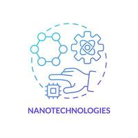 Nanotechnologien Blau Gradient Konzept Symbol. Robotisierung Behandlung Verfahren. liefern Medikation zu Zellen. technologisch voraus abstrakt Idee dünn Linie Illustration. isoliert Gliederung Zeichnung vektor