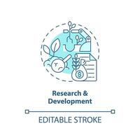 Forschung und Entwicklung Türkis Konzept Symbol. Landwirtschaft. landwirtschaftlich Subvention abstrakt Idee dünn Linie Illustration. isoliert Gliederung Zeichnung. editierbar Schlaganfall vektor