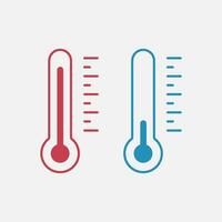 hoch und niedrig Temperatur Linie Symbol Satz. heiß Sommer- und kalt Winter Jahreszeit. Termometer Klima Instrument. Vektor Illustration