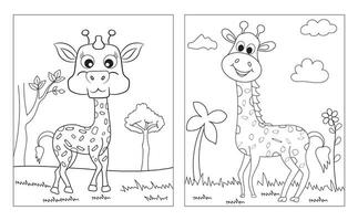giraff tecknad serie tecken isolerat på vit bakgrund. för barn färg bok.n vektor