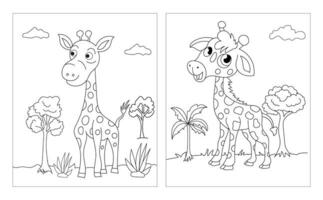 Giraffe Karikatur Zeichen isoliert auf Weiß Hintergrund. zum Kinder Färbung Buch.n vektor