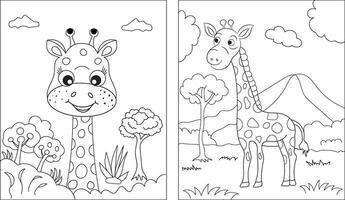 Giraffe Karikatur Zeichen isoliert auf Weiß Hintergrund. zum Kinder Färbung Buch.n vektor