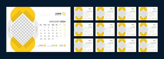 skrivbord kalender mall 2024, kalender 2024 planerare företags- mall design uppsättning, mall för årlig kalender 2024 vektor