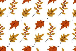 vektor höst sömlös mönster med löv och kvistar med säsong- bär i trendig säsong- nyanser