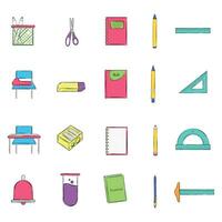 einstellen von farbig Schule liefert skizzieren Symbole Vektor