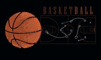 färgad basketboll grunge affisch vektor