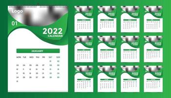 monatliches Wandkalender-Vorlagendesign für 2022, Jahr. Woche beginnt am Sonntag. Planer-Tagebuch mit Platz für Foto. vektor