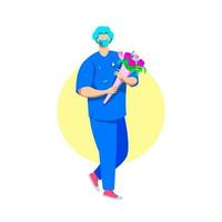 Arzt mit Blumen Illustration Konzept Vektor