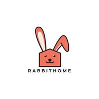 kanin hus sällskapsdjur Lycklig logotyp vektor ikon symbol illustration design