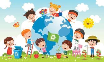 Kinder haben Spaß mit dem Planeten Erde vektor