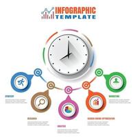 Business moderne Zeitachse Infografik Uhr für Vorlage Hintergrundelemente Diagramm Planungsprozess Webseiten Workflow Digitale Technologie Datenpräsentationsdiagramm entwickelt. Vektor-Illustration vektor