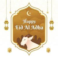 eid al adha mubarak mit ziegenillustrationshintergrund vektor