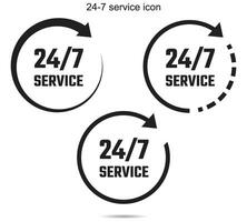24-7 service ikon, vektor illustration.