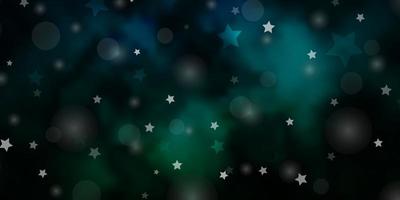 dunkelblaue, grüne Vektorvorlage mit Kreisen, Sternen. abstraktes Design im Farbverlaufsstil mit Blasen, Sternen. Textur für Jalousien, Vorhänge. vektor