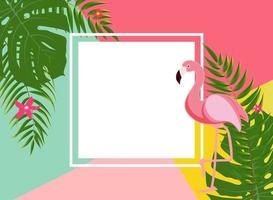 söt sommar abstrakt ram bakgrund med rosa flamingo vektorillustration vektor