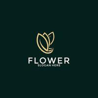 Luxus Blume Vektor Logotyp. kreativ Universal- Prämie Blatt Blumen- linear Logo Vektor Vorlage