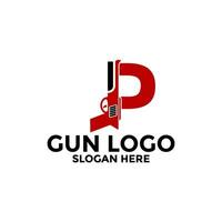brev gp och pistol logotyp ikon design, pistol logotyp vektor mall