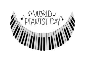 Welt Klavier Tag. Tag von Musik. Schlüssel von das Klavier, Musical Instrument. abspielen das Klavier. Musical Leistung, Anmerkungen und Zeichen. Vektor Illustration.