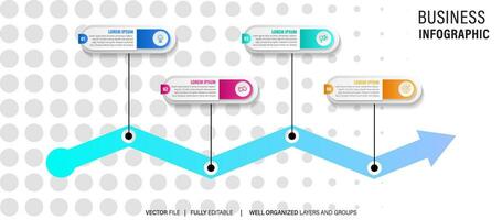 Timeline-Infografik-Design mit Kreis für Geschäftsvorlage. Vektor 4 Schritte.