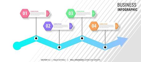 Infografik Design Vorlage. Zeitleiste Konzept mit 4 Schritte vektor