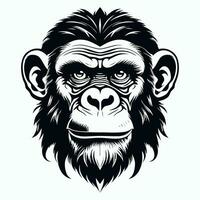 apa vektor logotyp enkel realistisk natur primat afrika gorilla marmoset schimpans konst teckning illustration vild djur-