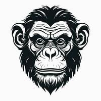 Affe Vektor Logo einfach realistisch Natur Primas Afrika Gorilla Krallenaffen Schimpanse Kunst Zeichnung Illustration wild Tier