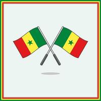Flagge von Senegal Karikatur Vektor Illustration. Senegal Flagge eben Symbol Gliederung