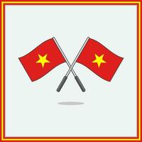 Flagge von Vietnam Karikatur Vektor Illustration. Vietnam Flagge eben Symbol Gliederung