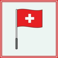 Schweiz Flagge Karikatur Vektor Illustration. Flagge von Schweiz eben Symbol Gliederung