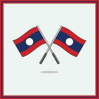 Flagge von Laos Karikatur Vektor Illustration. Laos Flagge eben Symbol Gliederung