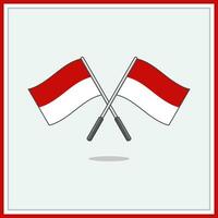 Flagge von Indonesien Karikatur Vektor Illustration. Indonesien Flagge eben Symbol Gliederung