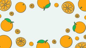 Orange Zitrusfrüchte Obst Hintergrund Design Vorlage. Orange Obst Karikatur Vektor Illustration