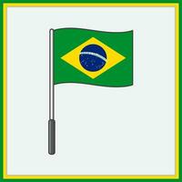 Brasilien Flagge Karikatur Vektor Illustration. Flagge von Brasilien eben Symbol Gliederung