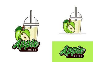 grön äpple juice dryck logotyp design illustration samling vektor