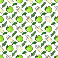 grön äpple frukt juice sömlös mönster bakgrund illustration vektor