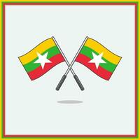 Flagge von Myanmar Karikatur Vektor Illustration. Myanmar Flagge eben Symbol Gliederung