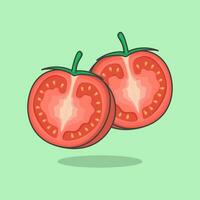 skiva av tomat tecknad serie vektor illustration. färsk tomat platt ikon översikt. tomat