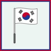 Süd Korea Flagge Karikatur Vektor Illustration. Flagge von Süd Korea eben Symbol Gliederung