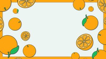 Orange Zitrusfrüchte Obst Hintergrund Design Vorlage. Orange Obst Karikatur Vektor Illustration. Zitrusfrüchte