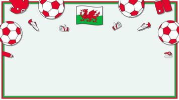 Fußball Hintergrund Design Vorlage. Fußball Karikatur Vektor Illustration. Wettbewerb im Wales