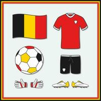 belgien fotboll tecknad serie vektor illustration. fotboll tröjor och fotboll boll platt ikon översikt