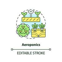 2d anpassbar Aeroponik Symbol Darstellen Vertikale Landwirtschaft und Hydrokultur Konzept, isoliert Vektor, dünn Linie Illustration. vektor